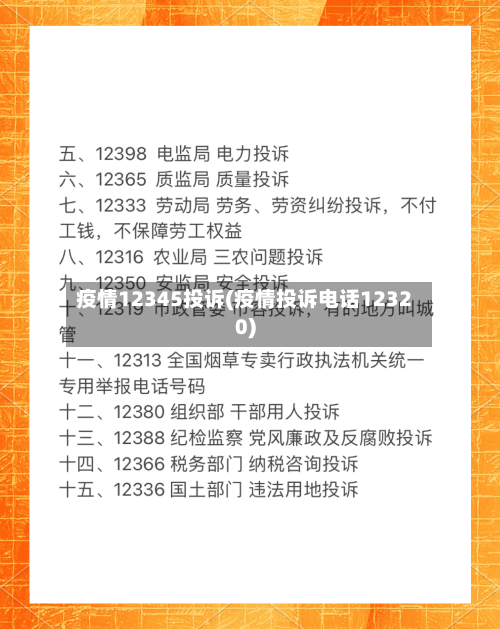 疫情12345投诉(疫情投诉电话12320)
