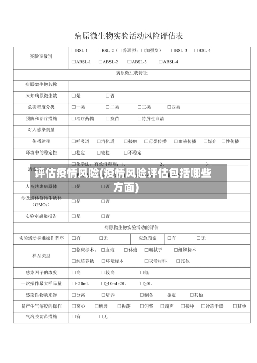 评估疫情风险(疫情风险评估包括哪些方面)